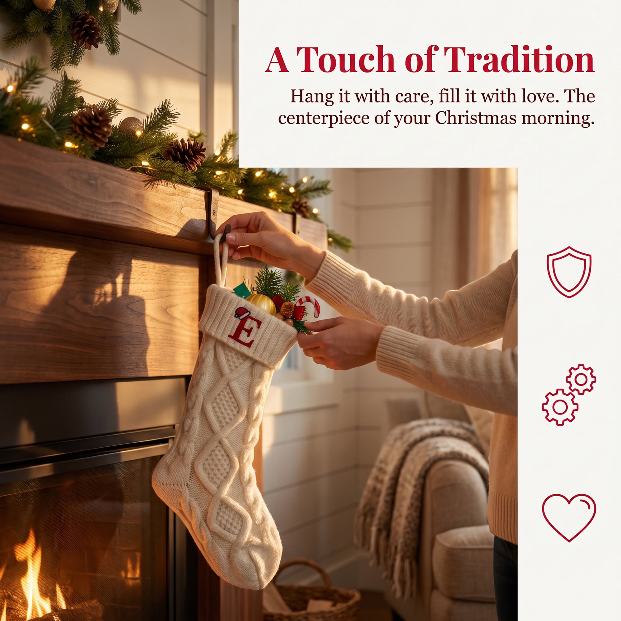 Unique Bargains Canine Bone Christmas Stocking Luxury Puppy Holiday Keepsake Sack Letter E 17"