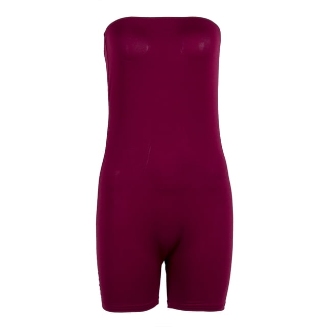 Sylvamorning Combinaison Sans Bretelles pour Femmes, Justaucorps Tube, Combinaison Courte, Catsuit