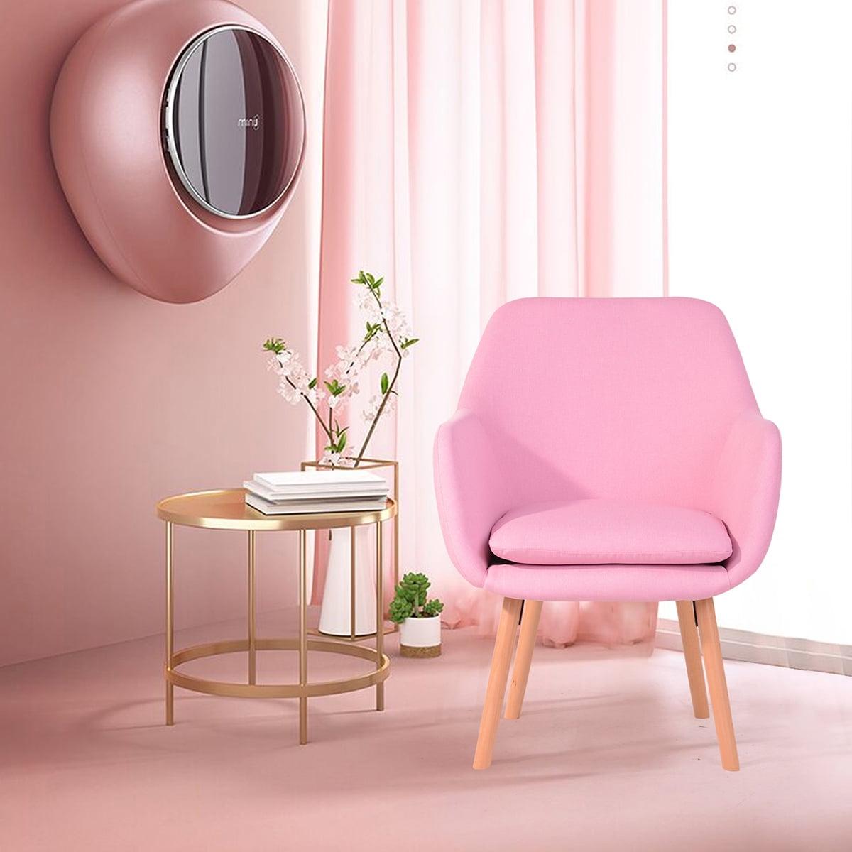 blush pink armchair