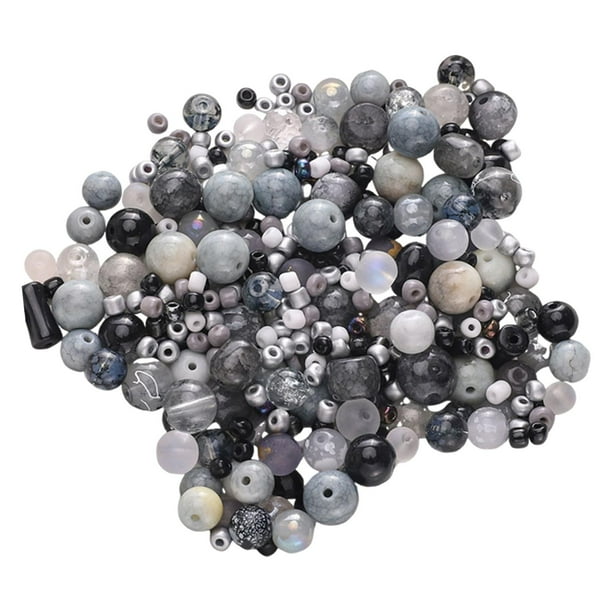 Kit para hacer collares de cuentas, regalo, cristal, elegante, conjunto de pequeñas cuentas, colección, hecho a mano Negro