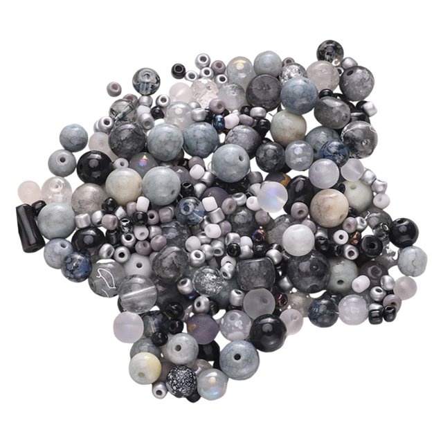 Kit para hacer joyas, accesorios de joyería DIY, pulsera DIY, cuentas de vidrio mixtas de 30 g Negro