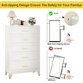 thumbnail image 5 of 5 Drawers Tall White Dresser for Bedroom, 52.16" Metal Dressers & Chests of Drawers Curved Corner Design, Storage Organizer Drawer Chest with Large Capacity for Living Room, Hallway, Entryway, 5 of 6