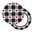 thumbnail image 3 of Round Bar Stool Seat Covers, Heart Black Buffalo Plaid Gingham Elastic Round Chair Cover Stool Seat Slipcover Bar Stool Cushions Round Pad for 12-14 inch, 3 of 7