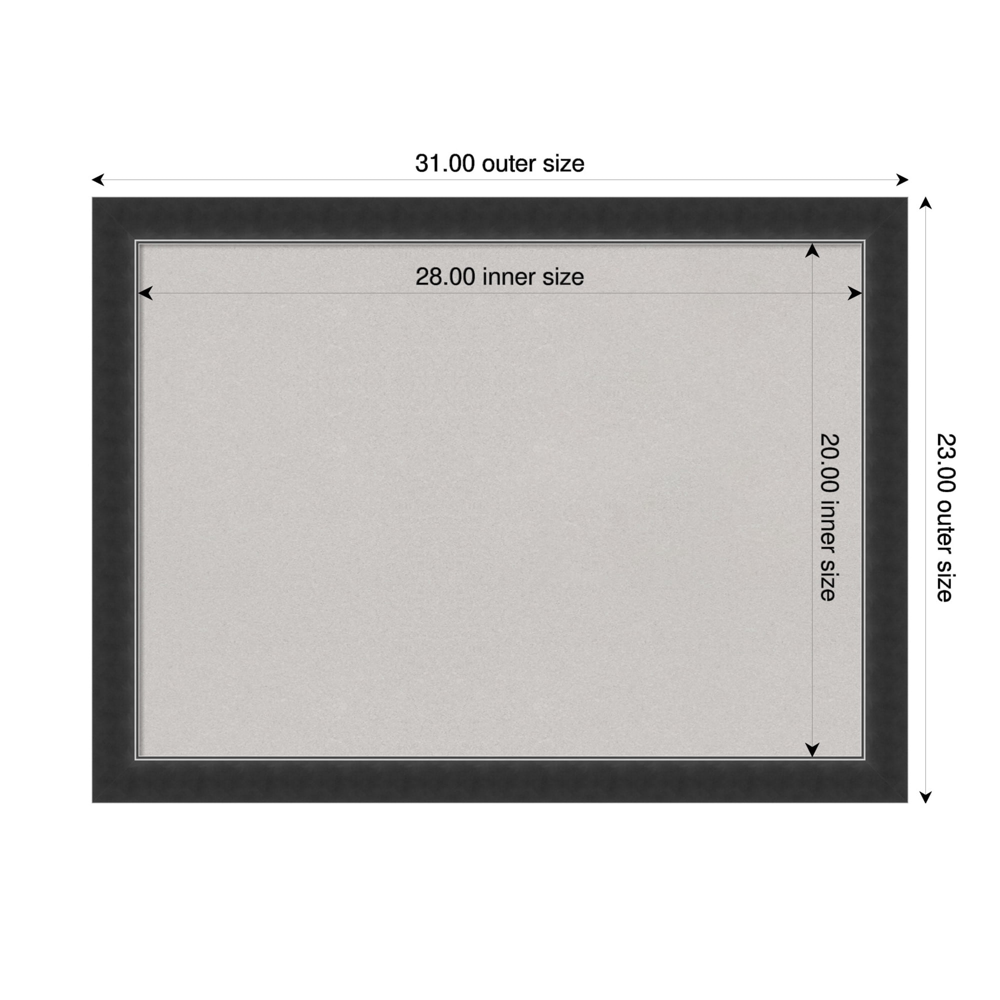 Amanti Art Grey Cork Board Wood Framed Corvino Black Narrow Bulletin Board 31 in. x 23 in.