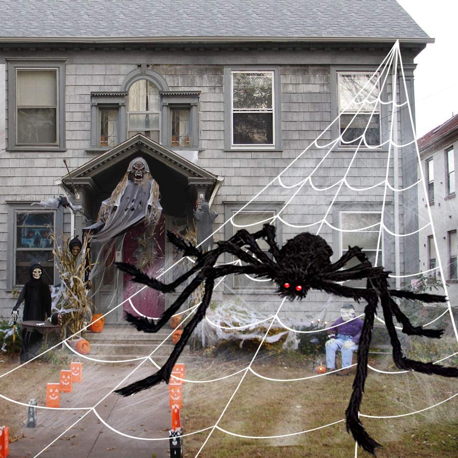 Details about   Halloween Spider Giant Garden Spiders Web With Ground Stakes Party Decoration ◌ 