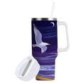 thumbnail image 2 of 30 oz Insulated Stainless Steel Tumbler Double Wall Stainless Steel Tumbler with 2-Way Drinking Seagulls and The Beach, 2 of 9