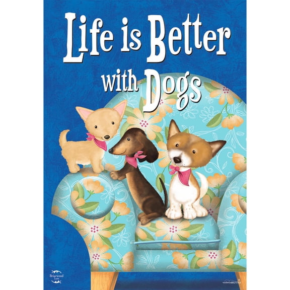 Briarwood Lane Everyday House Flag 40x28 For Outdoor Life Is Better With Dogs House Flag