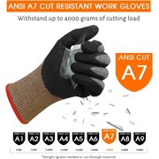 EvridWear ANSI A7 Cut Resistant Gloves, 3 Pairs Touchscreen Cutting Gloves with Sandy Nitrile Coated Firm Grip for Wood Work,Warehouse(Gray,Medium)
