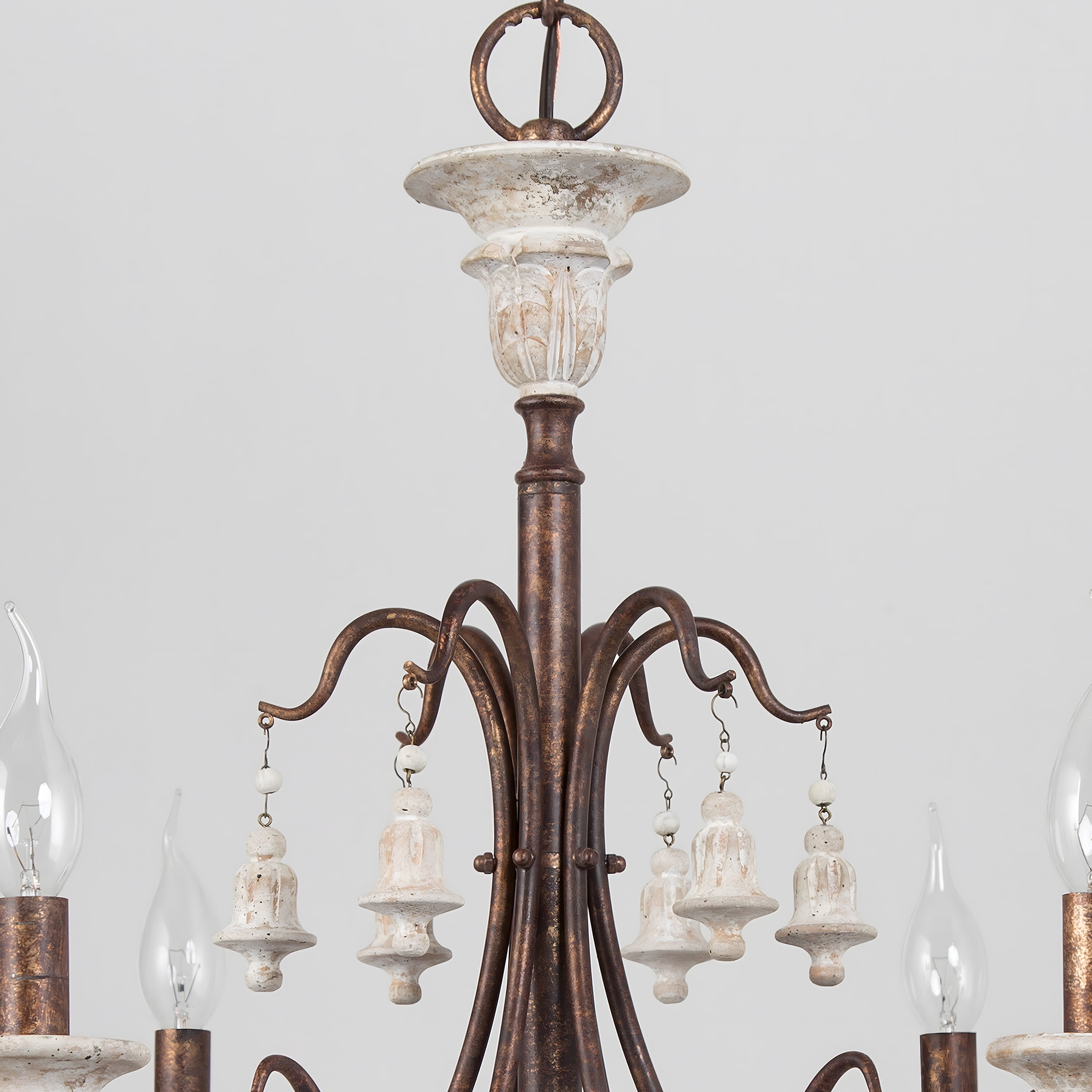 LNC Royal 6-Light Distressed Bronze French Country/Cottage Led Chandelier