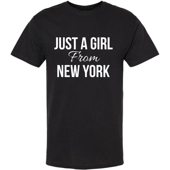 Just a Girl From New York Printed T-Shirt | Trendy City Pride Tee for Women | Stylish Graphic Shirt with Bold Statement | NY State Apparel Gift, Black