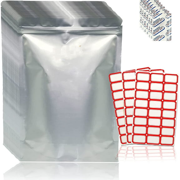 Food Storage Bags – 25 Count 1-Gallon 13mil Aluminum Foil Packaging Mylar Bags – Heat Sealable Bags for Packaging Food, Candy, Sugar, Snacks and Herbs – Smell Proof Stand Up Sealed Bags