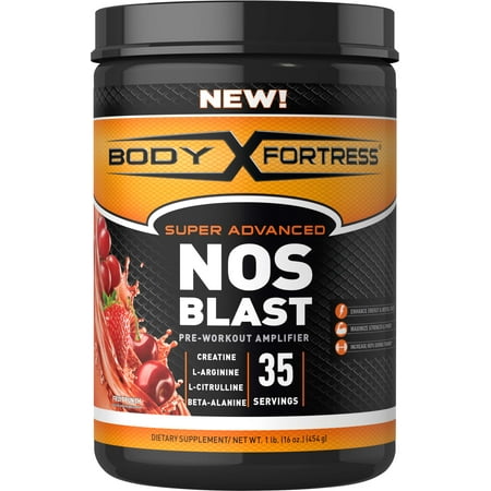 Body Fortress Super Advanced NOS Blast Pre-Workout Powder, Fruit Punch, 35
