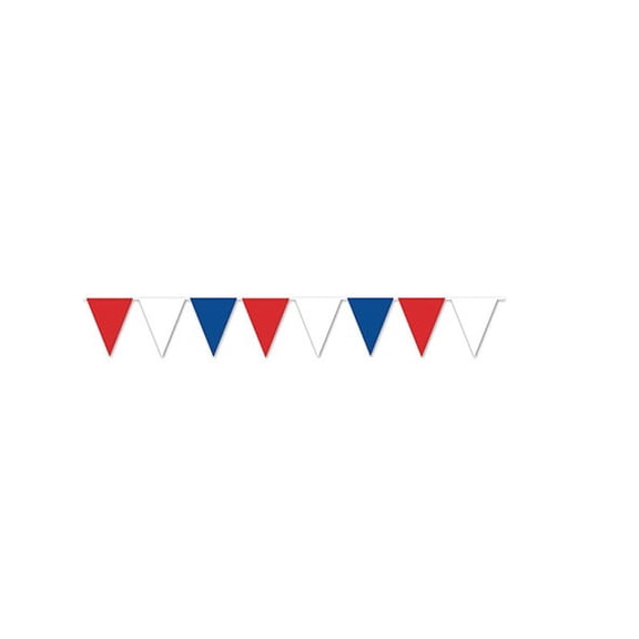 Pack of 12 Red, White and Blue Patriotic Decorative Pennant Banners 12'