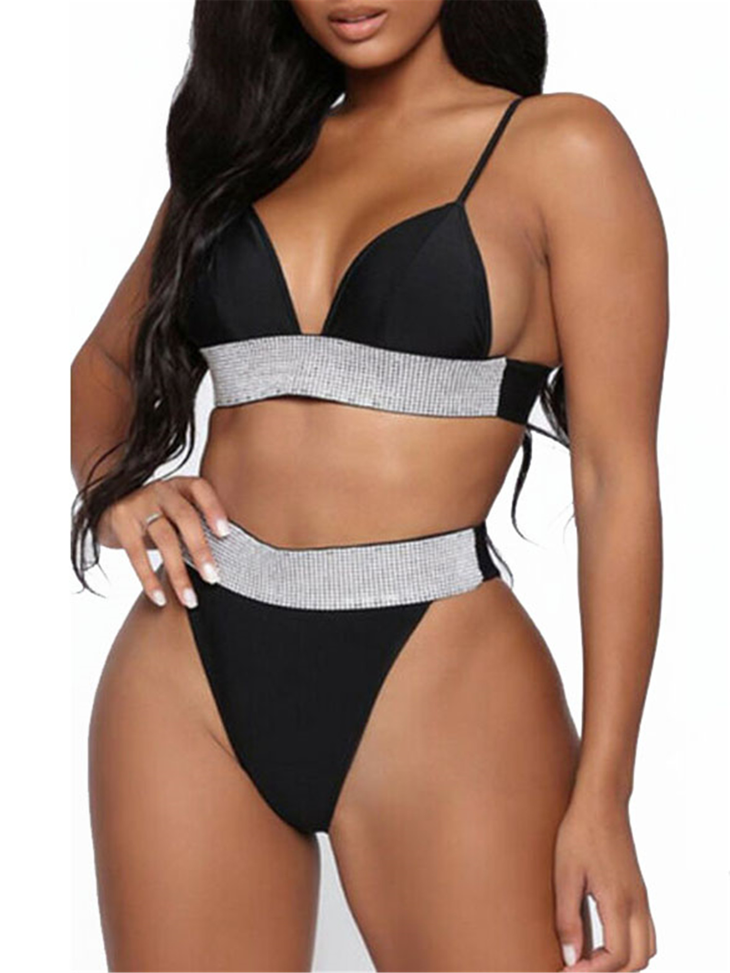 FOCUSNORM FOCUSNORMM Women Sparkle Glitter Pushup Bra Bandage Bikini