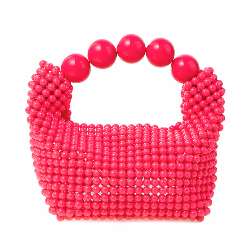 Magenta, variant on Women Pearl Beaded Clutch Handle Bag Evening HandBag for Wedding Party