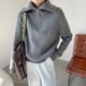 thumbnail image 2 of Suéteres de invierno para mujer, color gris liso, cuello alto, informales, holgados, con cremalleras gruesas, hermosos suéteres de gran tamaño para mujer, 2 of 5