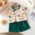 thumbnail image 2 of Ruyang Kids Girls Boys Cotton Lounge Set Short Sleeve Graphic Tee + Elastic Waist Shorts Toddler Loungewear Cute Sleepwear, 2 of 4