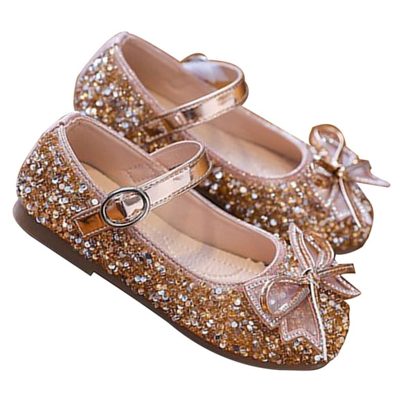 HAMPPLIES Flat Toddler Girl Shoe Golden Easy to Match Dress Kids Other Occasions 1 Pair