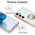 thumbnail image 3 of Electroplated Magnetic Ring Holder Case for Samsung Galaxy S24, 360 Degree with Rotation Metal Anti-Drop Finger Ring Holder Magnet Car Holder Soft Slim Silicone Shockproof Cover - Mint Green, 3 of 18