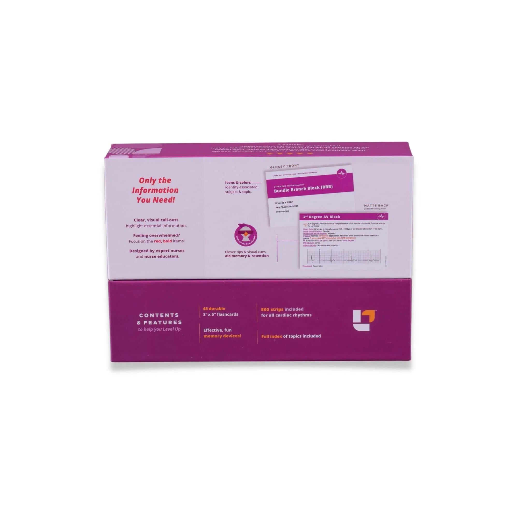 Level UP RN EKG Interpretation Flash Cards – for Nursing/EMT/Paramedic School (45 Cards)
