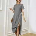 thumbnail image 2 of Summer Savings Clearance Women's Summer Fashion Loose Short Sleeve Round Neck Solid Color Dress,Fashionable Casual Dresses for Women 2025, 2 of 4