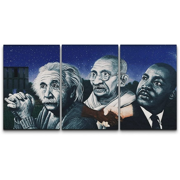 wall26 Canvas Print Wall Art Set Einstein Gandhi Martin Luther King Graffiti Street Art Comic Book Illustration Modern Art Portrait Boho Decorative for Living Room, Bedroom, Office - 16"x24"