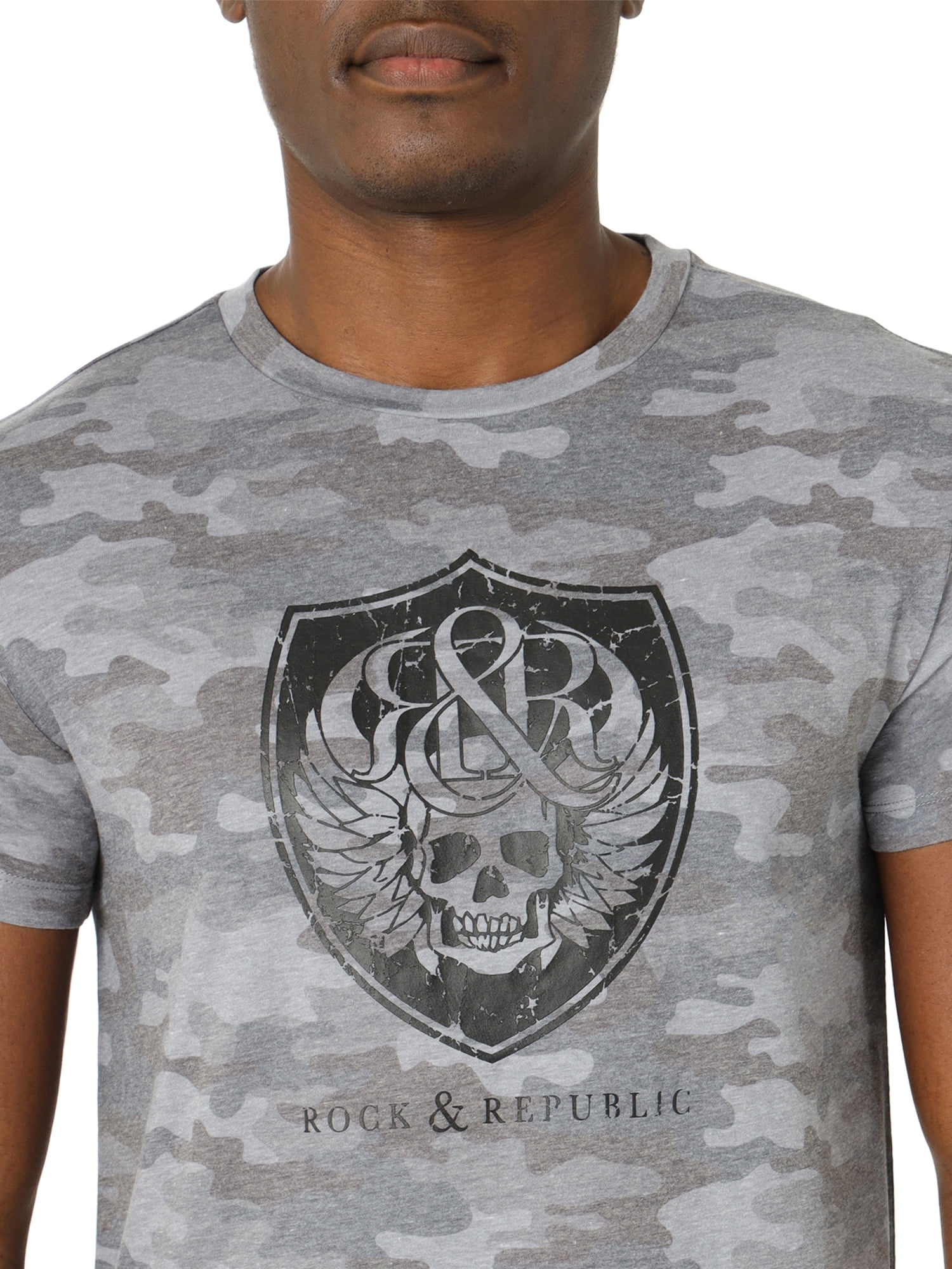 Rock & Republic Men's Short Sleeve Crew Neck Skull Tee