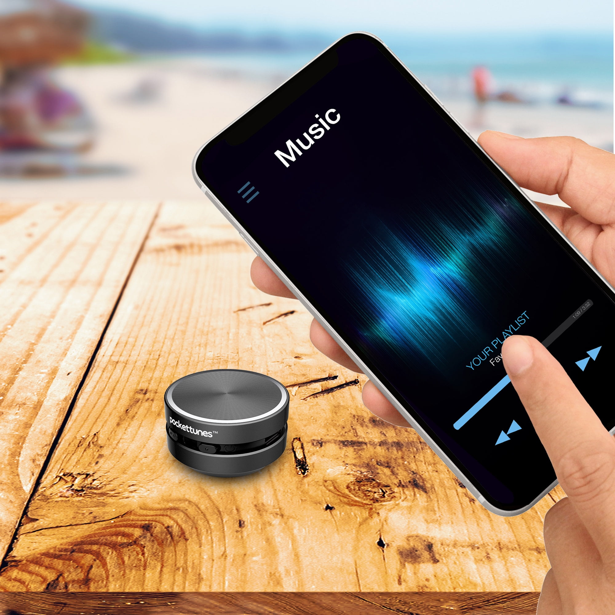 PocketTunes Bone Conduction Instant Mini Speakers with Bluetooth Wireless Technology, Pack of 2 (Black)