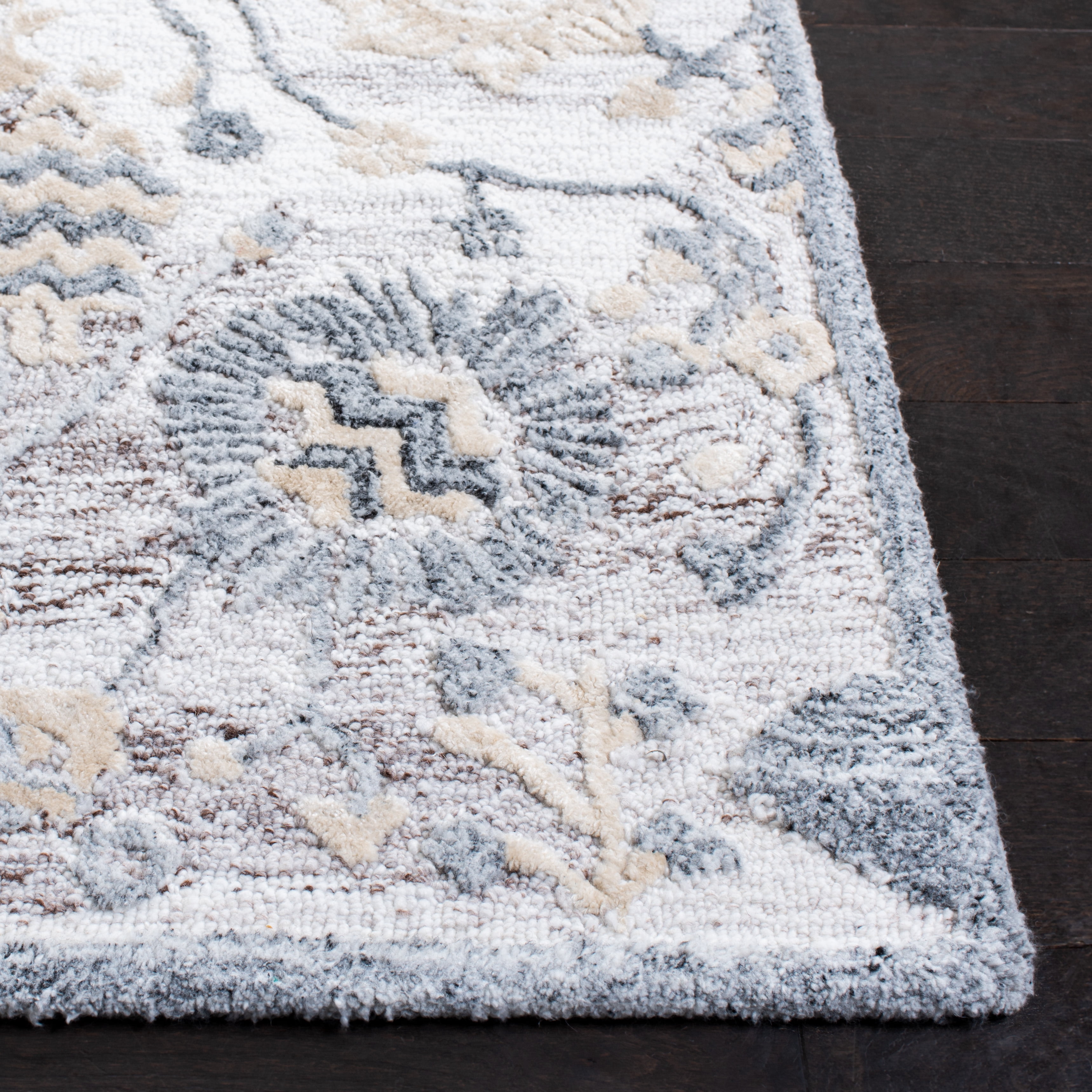 SAFAVIEH Glamour Quinten Floral Area Rug, Light Brown/Grey, 8' x 10'