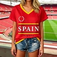 thumbnail image 2 of Women's V Neck Short Sleeve Soccer Top, Spain National Team Themed Gradient 2026 Soccer Cup Casual Match Day Outfit Shirt, 2 of 4
