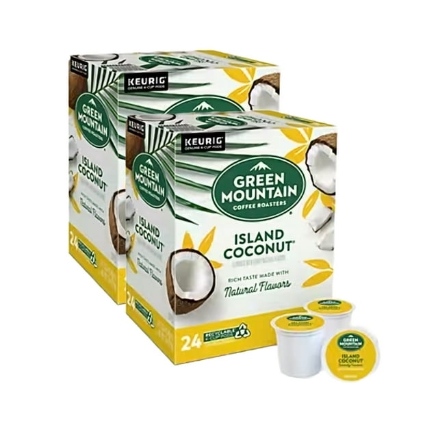 Green Mountain Island Coconut Light Roast Coffee K-Cup Pods, 48 Total
