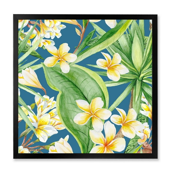 Designart 'Yellow Flowers and Tropical Foliage XV' Modern Framed Art Print