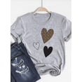 thumbnail image 5 of Camiseta básica para mujer, ropa estampada, camiseta de leopardo, corazón de amor, tendencia, Top bonito de verano, Camiseta estampada de manga corta a la moda, 5 of 5