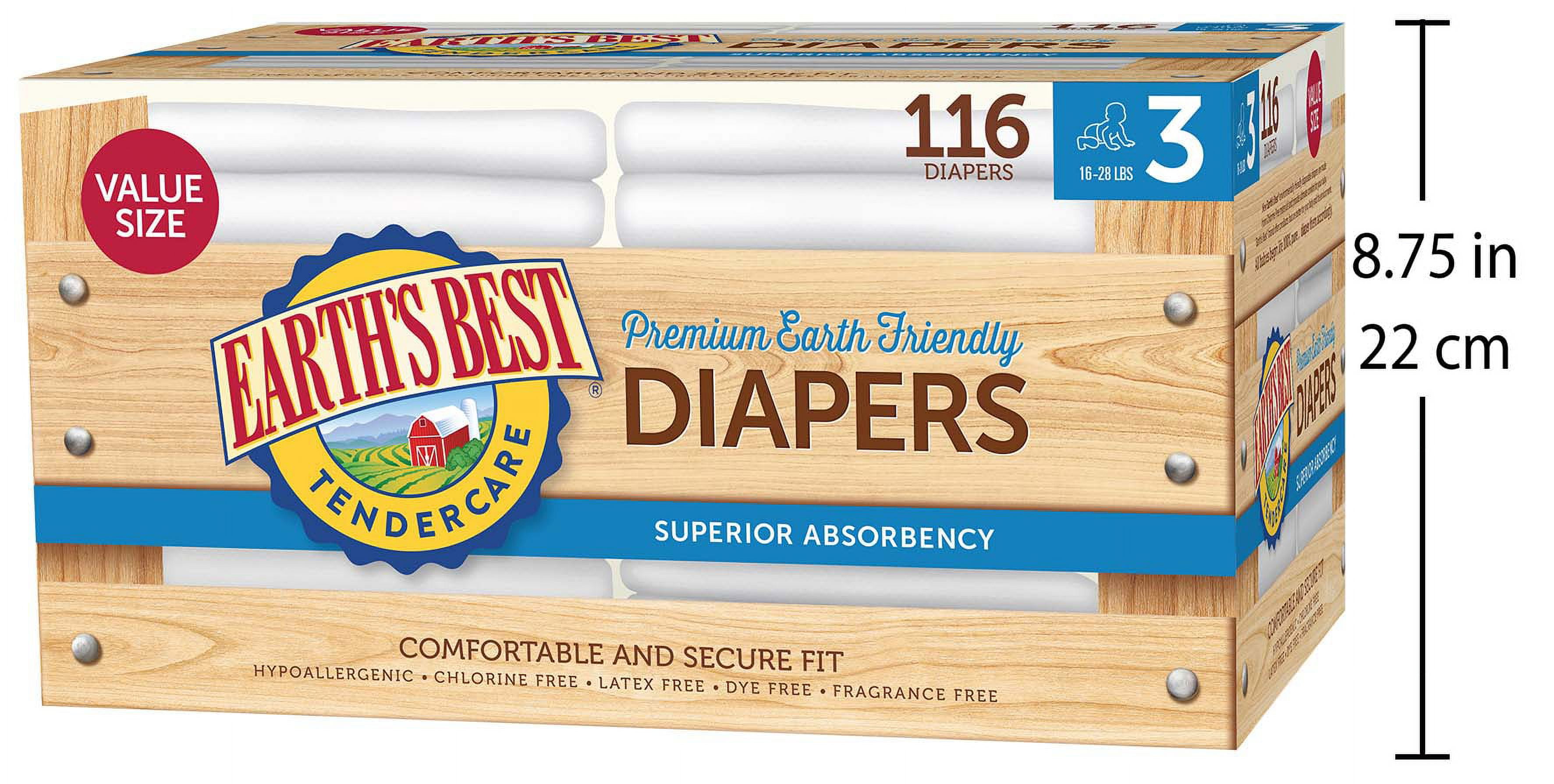 Earth s Best Tendercare Premium Earth Friendly Diapers Size 3