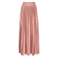 thumbnail image 4 of Women’s High Waisted Pleated Maxi Skirt, Elastic Waist Flowy Long Skirt for Casual Work Office Travel Daily Wear, 4 of 7