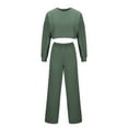 thumbnail image 4 of Womens 2 Piece Sweatsuits Pullover Casual Solid Cropped Sweatshirt Matching Sweatpants Fall Tracksuit with Pockets, 4 of 5