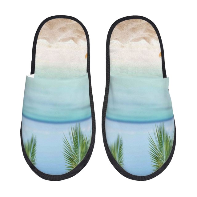 Fotbe Starfish in Beach Pantuflas Peludas para Mujer con Estampado, Zapatillas de Peluche, Zapatos de Invierno para Casa, Uso Interior y Exterior-Large