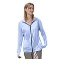 thumbnail image 6 of Xyxonk Women's Upf 50+ Sun Protection Shirts Long Sleeve Full Zip Top Breathable Solid Color Vocation Clothing for Outdoor Hiking Light Blue L, 6 of 7