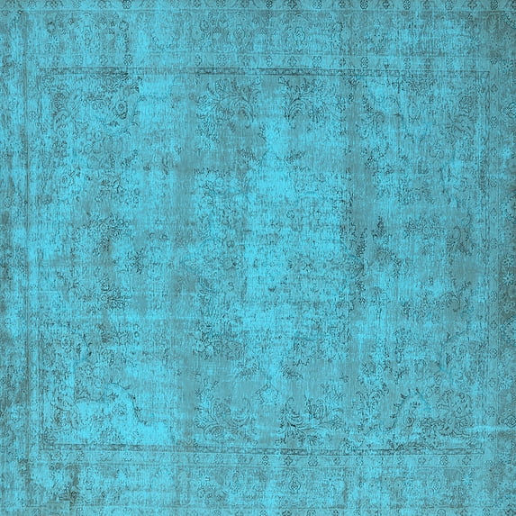 Ahgly Company Indoor Square Oriental Light Blue Industrial Area Rugs, 7' Square