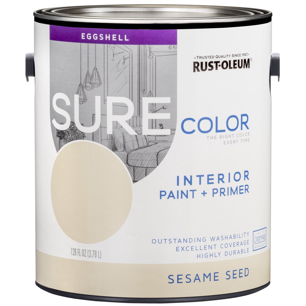 RustOleum Sure Color Sesame Seed, Interior Paint + Primer, Eggshell Finish, 2Pack Walmart