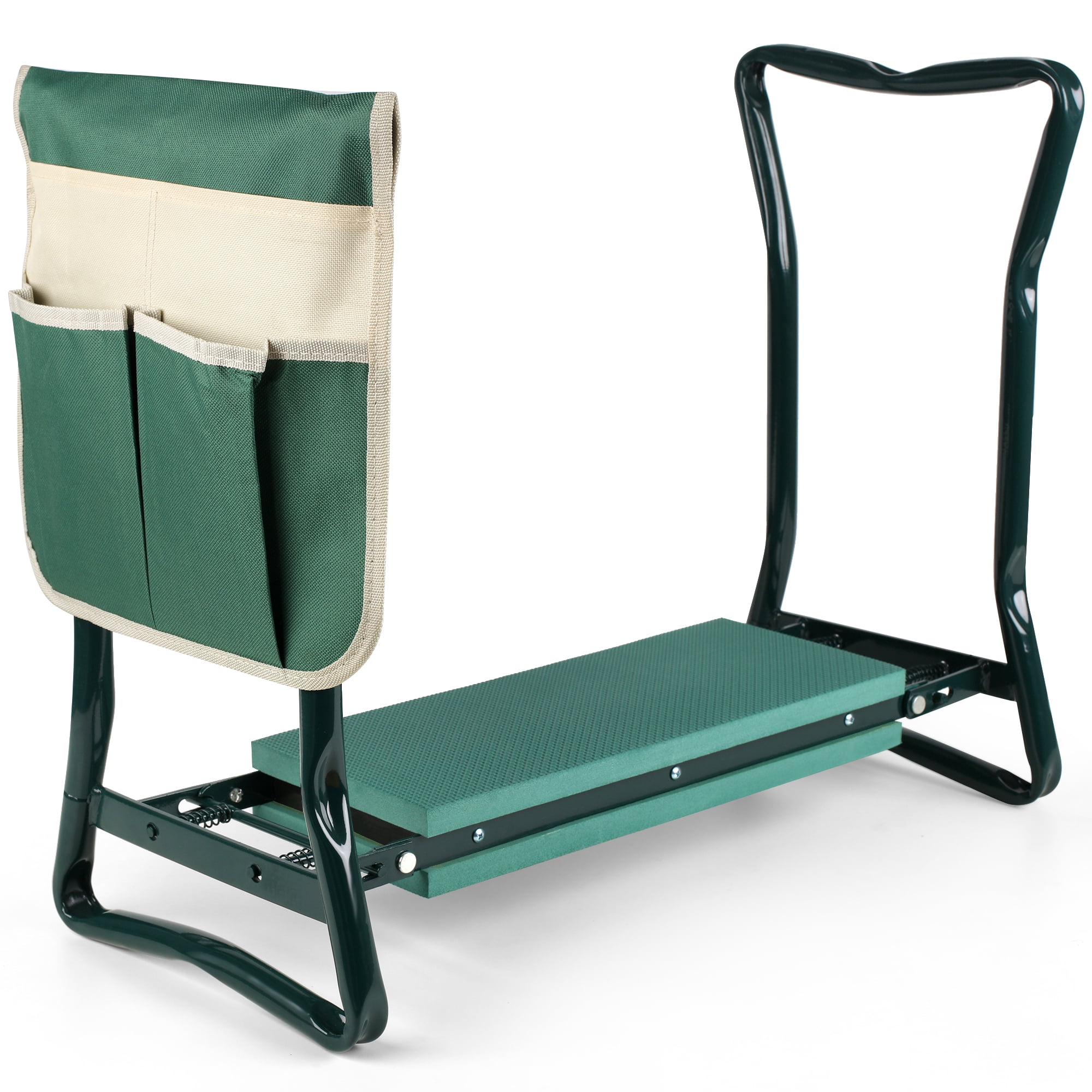Folding Garden Kneeler and Bench Kneeling Soft Eva Pad Seat with Stool Pouch,Green