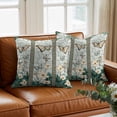 thumbnail image 3 of Retro Window Flowering Throw Pillow Cover Teal Floral Butterfly Cotton Linen Cushion Cover Throw Pillow Case with Invisible Zipper for Couch Sofa Bed Chair Car 24x24 Inch, 3 of 9