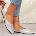 thumbnail image 5 of KEGIRLOM Women's Casual Versatile Solid Color Soft Soled Shoes Trendy Loafers Flat Shoes Silver 6, 5 of 9
