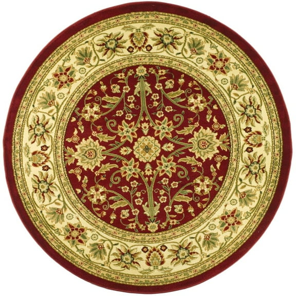 SAFAVIEH Lyndhurst Victoria Floral Area Rug, Red/Ivory, 6' x 6' Round