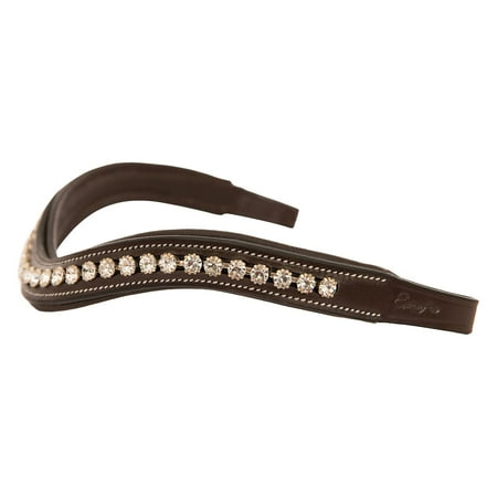 Exion Horse Browband For English Bridle | Curved Shape Padded Equestrian Browband For Show & Dressage | White Crystal Browband For Horses