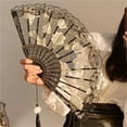 thumbnail image 3 of QZS Black Chinese Lace Handheld Folding Fan,Reusable Folding Fan for Women Wedding Decoration Dancing Party,Dancing Decoration for Party,Wedding, 3 of 6