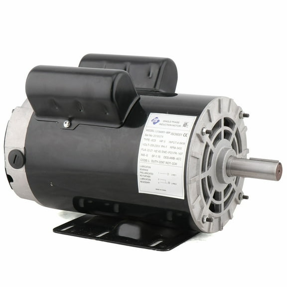 Wuzstar 5 HP Air Compressor Electric Motor 3450 RPM Single Phase AC Motor 7/8 inch Shaft 143/5T 208-230V Air Compressor Motor