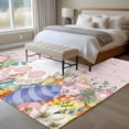 thumbnail image 4 of Easter Area Rugs 8'x10', Washable Small Throw Rugs for Living Room Patio, Country Rabbit Feet Eggs Leaves Pink Wooden Grain Indoor Outdoor Rug Non-Slip Low Pile Carpet Runner Reversible Floor Mats, 4 of 8