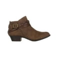thumbnail image 4 of Womens Madden Girl Barty Braided Buckle Ankle Boots, Cognac, 4 of 5