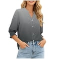 thumbnail image 4 of Craaazy Button Down Shirts for Women V-neck 3/4 Length Sleeve Elastic Telescopic Cuff Business Casual Clothes Gifts, 4 of 9